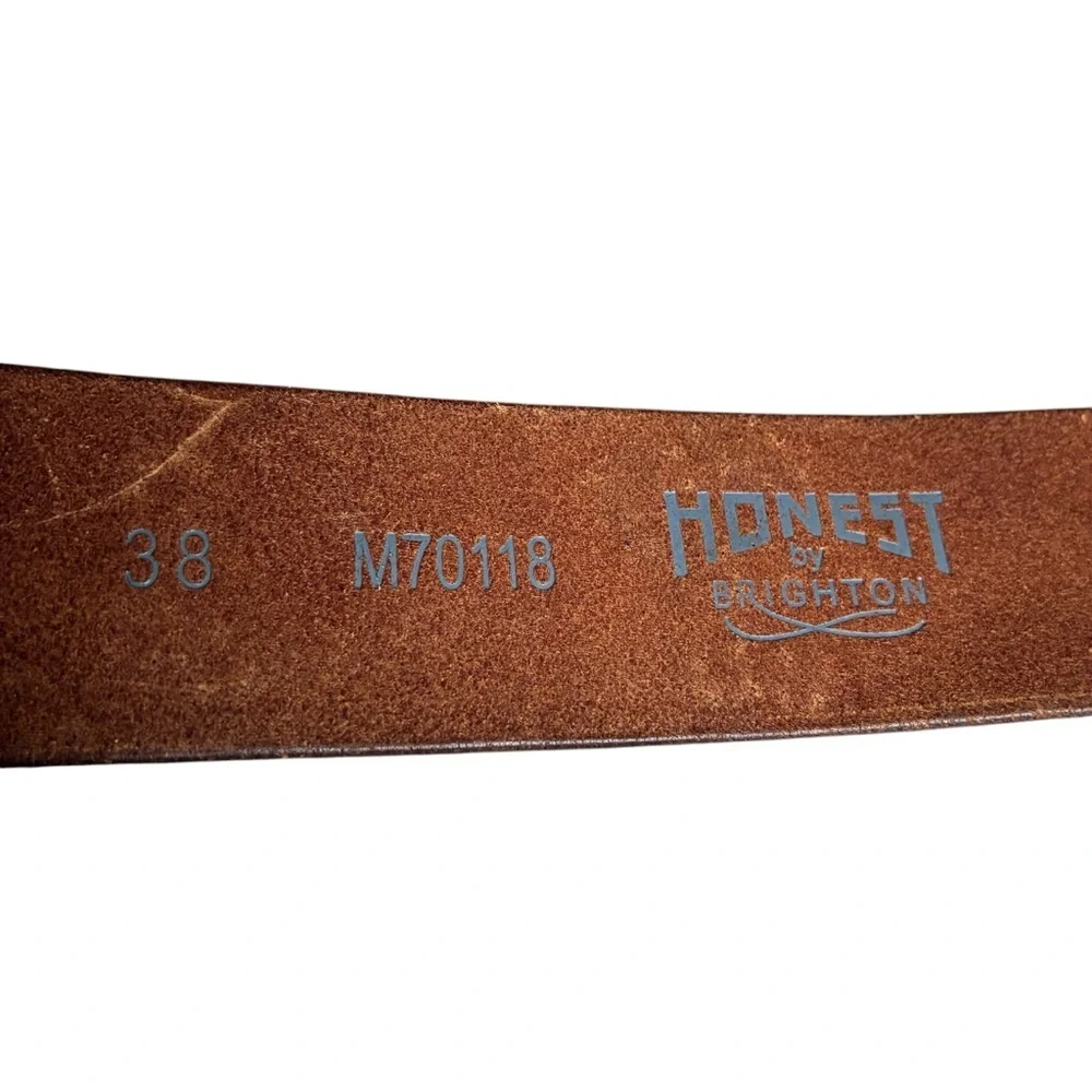 Honest By Brighton Tooled Leather Studded Belt Brown